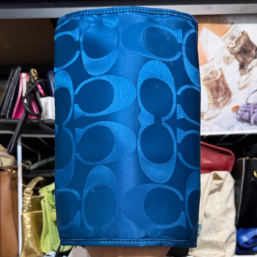 Coach Nylon Blue Signature Cosmetic Travel Case - Picture 2 of 10